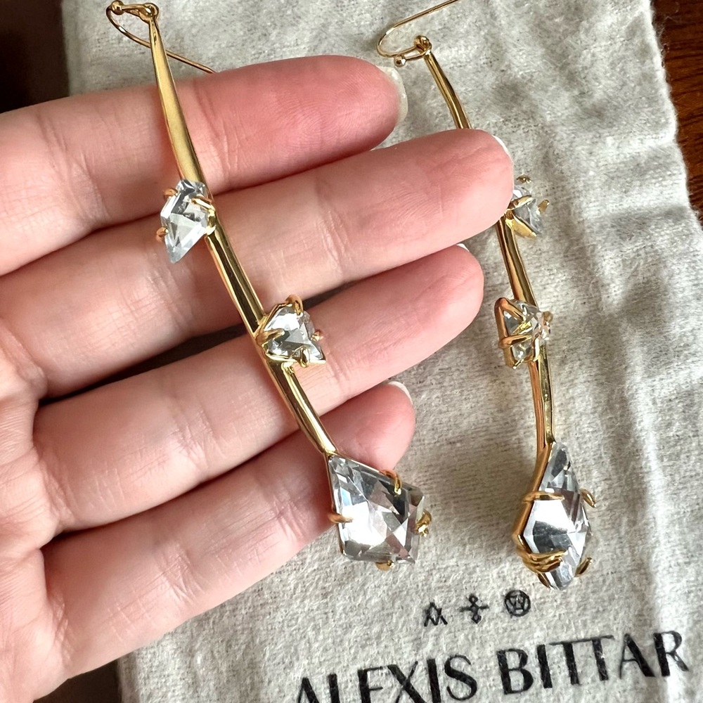 Alexis Bittar Gold and Clear Crystal Earrings